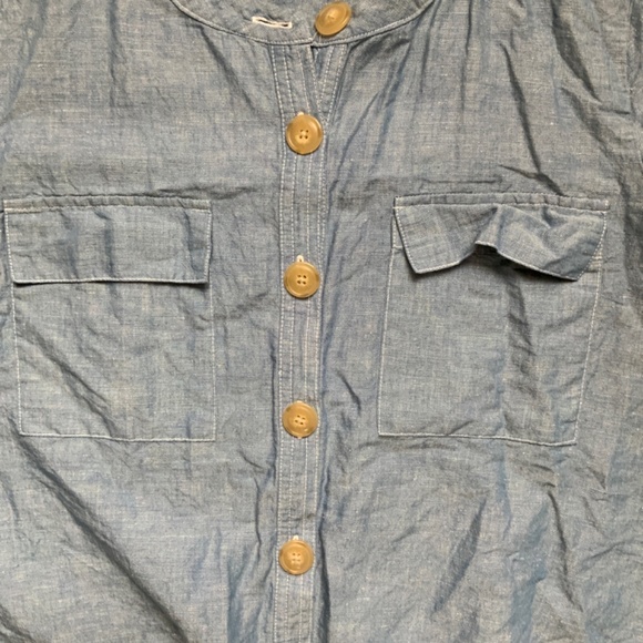 ANN TAYLOR Cotton Linen Chambray Top Light Blue . Size M. - Picture 3 of 9